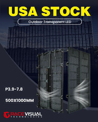 LED trasparente all'aperto 3,9-7,8 mm di profondità di pixel 500x1000 mm di armadio 7680Hz di aggiornamento 5000nits di luminosità adatto a tutti i tipi di eventi all'aperto