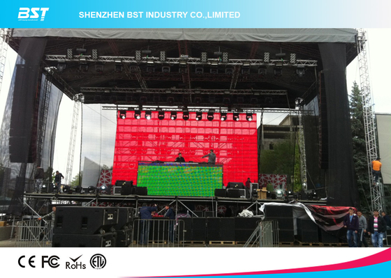Windproof all'aperto Noleggio trasparente schermo a LED schermo a pixel pitch 10mm LED