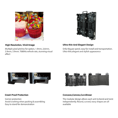 7680hz IRCF Serie Indoor Flexible Led Panels IP Rating Front/Rear IP40/IP21 per visualizzazioni nitide