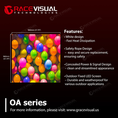 OA Series Commercial LED Billboard - Disegno bianco ad alta efficienza energetica con emissioni di calore ultra-basse.