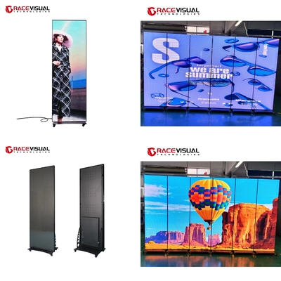Controllo WIFI-3840 Hz Alto tasso di aggiornamento-P 2,5 mm IPoster-base delle ruote-bracket Standing-Indoor LED Screen