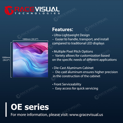 Display a LED ultraleggeri della serie OE: armadi da 23,5 kg, tasso di aggiornamento 3840Hz, IP65/IP54 e 90° Creative Splicing